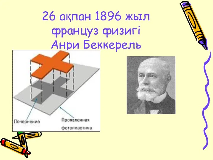 26 ақпан 1896 жыл француз физигі Анри Беккерель
