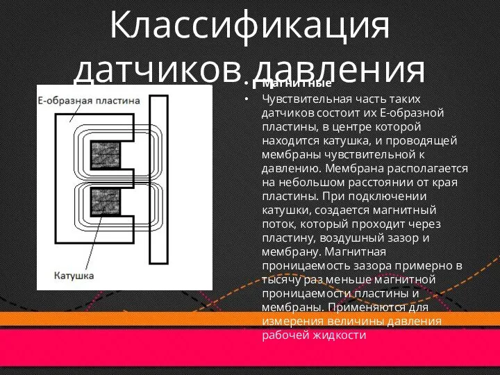 Магнитные Чувствительная часть таких датчиков состоит их Е-образной пластины, в центре