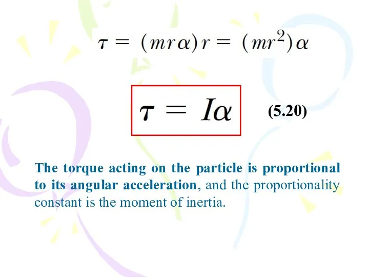 The torque acting on the particle is proportional to its angular