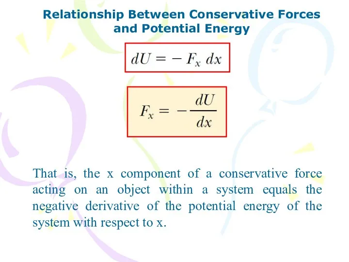 That is, the x component of a conservative force acting on