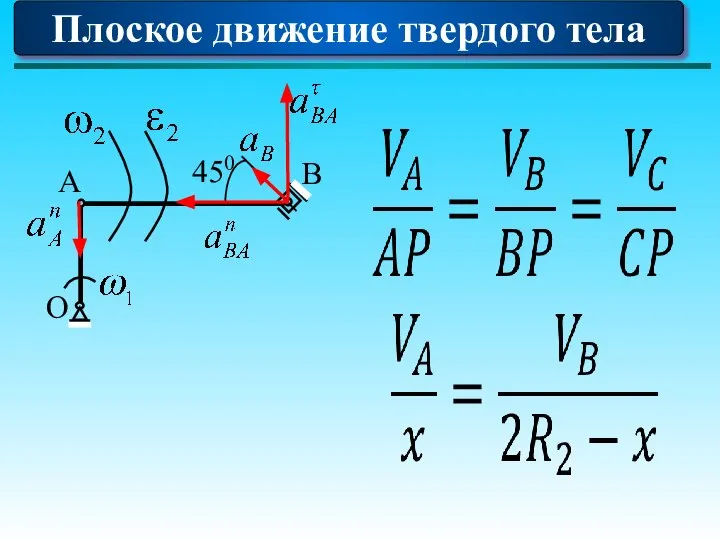 Плоское движение твердого тела О А В 450