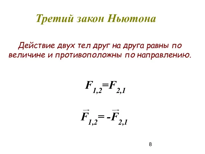 Третий закон Ньютона Действие двух тел друг на друга равны по