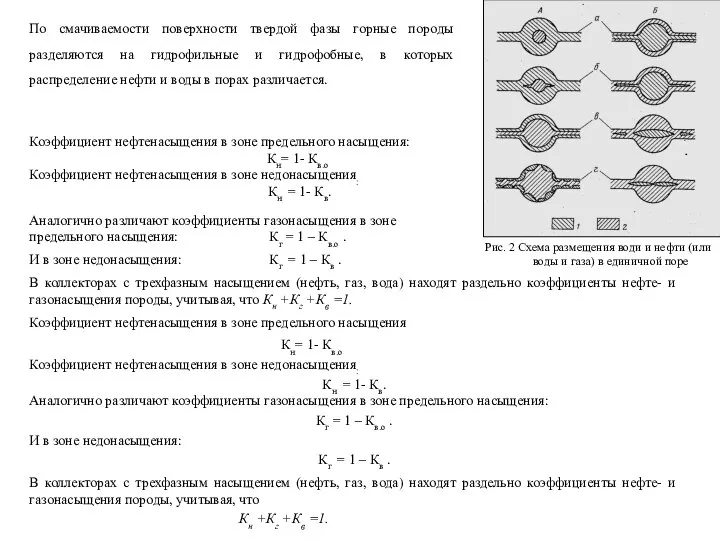 По смачиваемости поверхности твердой фазы горные породы разделяются на гидрофильные и