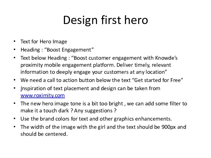 Design first hero Text for Hero Image Heading : “Boost Engagement”