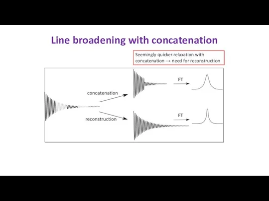 Line broadening with concatenation Seemingly quicker relaxation with concatenation → need for reconstruction