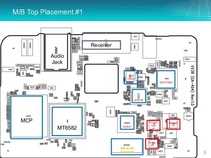 M/B Top Placement #1 MT6582 MCP Charge IC Audio Jack Receiver