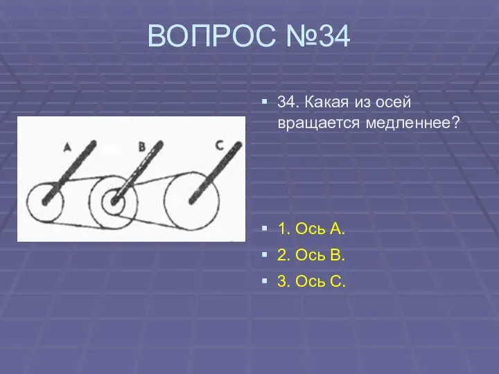 ВОПРОС №34 34. Какая из осей вращается медленнее? 1. Ось А.