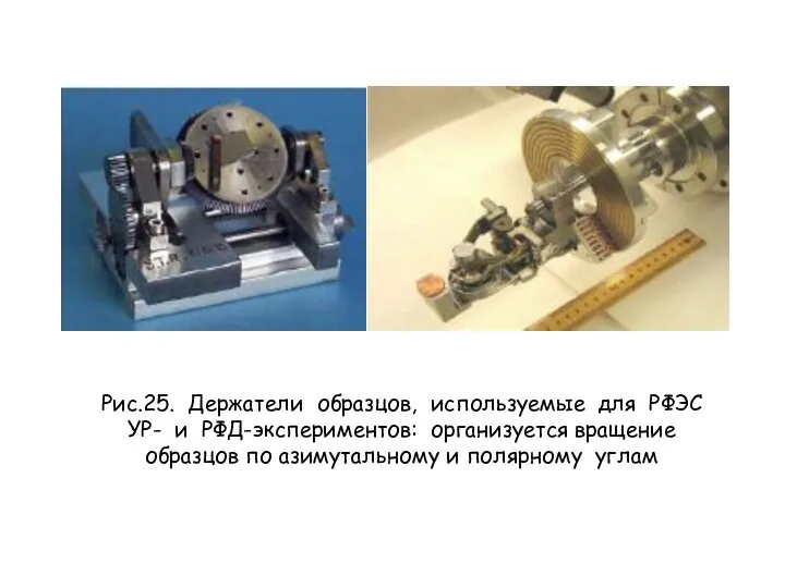 Рис.25. Держатели образцов, используемые для РФЭС УР- и РФД-экспериментов: организуется вращение