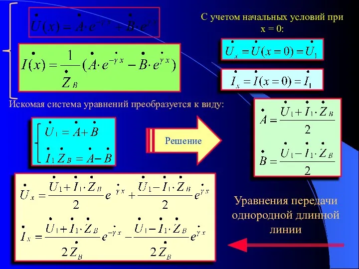 С учетом начальных условий при х = 0: Искомая система уравнений преобразуется к виду: