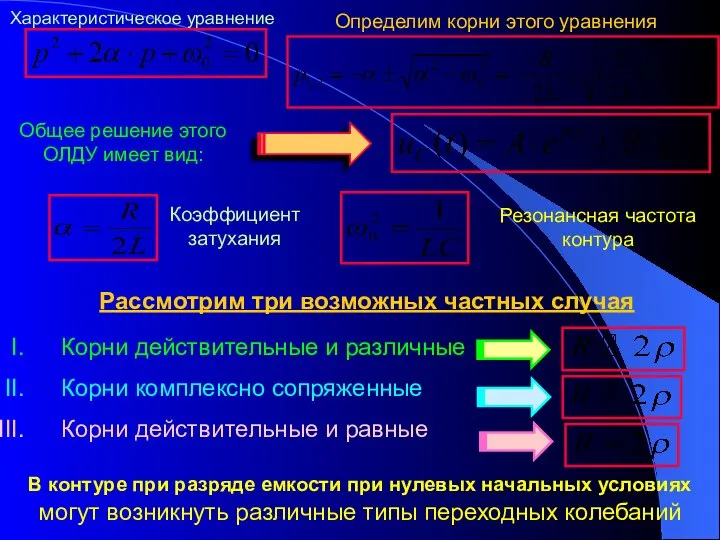 Общее решение этого ОЛДУ имеет вид: Рассмотрим три возможных частных случая