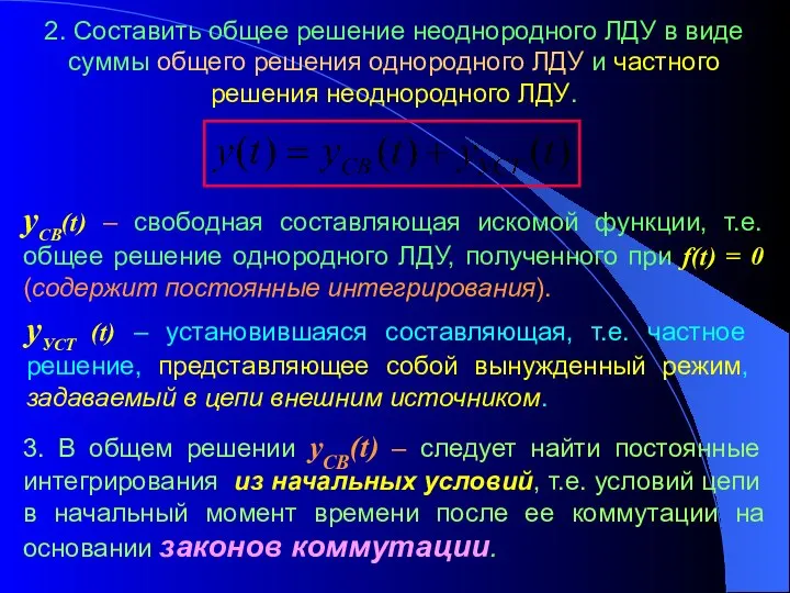 2. Составить общее решение неоднородного ЛДУ в виде суммы общего решения