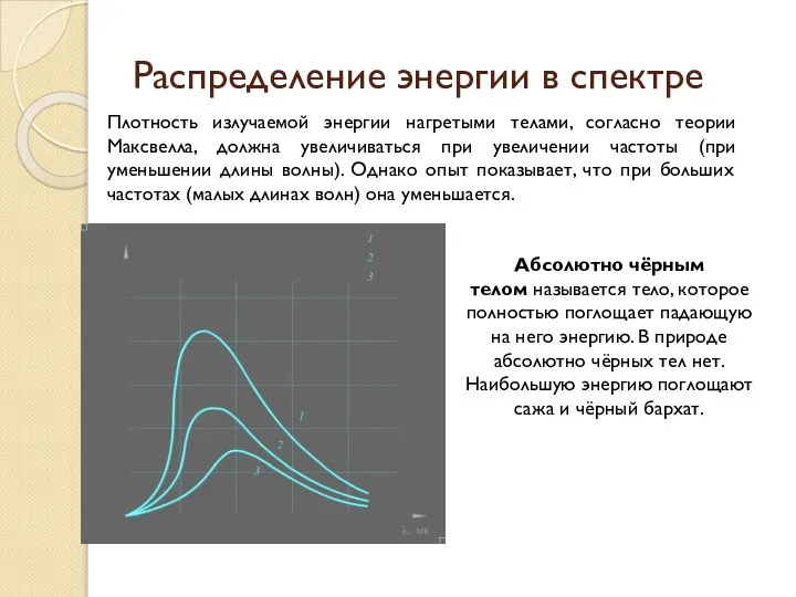 Плотность излучаемой энергии нагретыми телами, согласно теории Максвелла, должна увеличиваться при