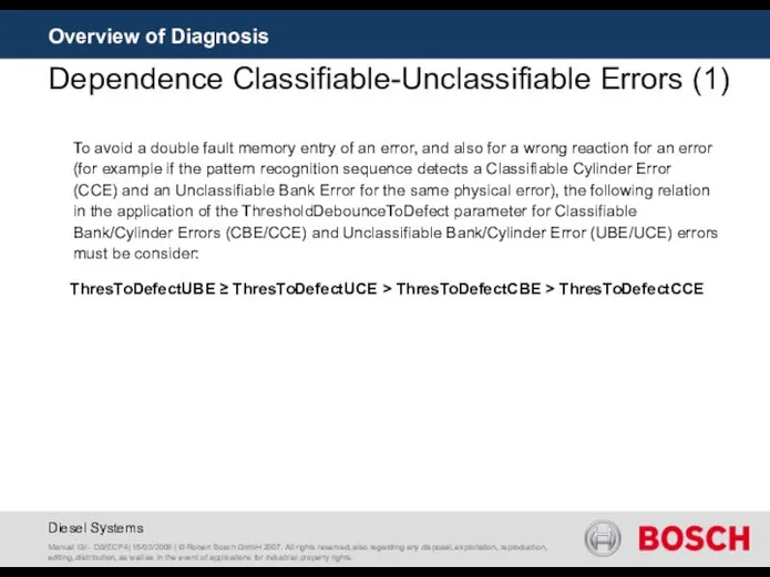 Overview of Diagnosis Dependence Classifiable-Unclassifiable Errors (1) Manuel Gil - DS/ECP4|