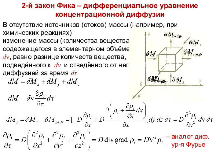 В отсутствие источников (стоков) массы (например, при химических реакциях) изменение массы