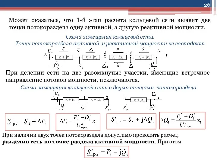 Может оказаться, что 1-й этап расчета кольцевой сети выявит две точки