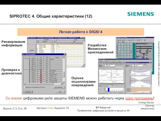 Со всеми цифровыми реле защиты SIEMENS можно работать через одну программу!