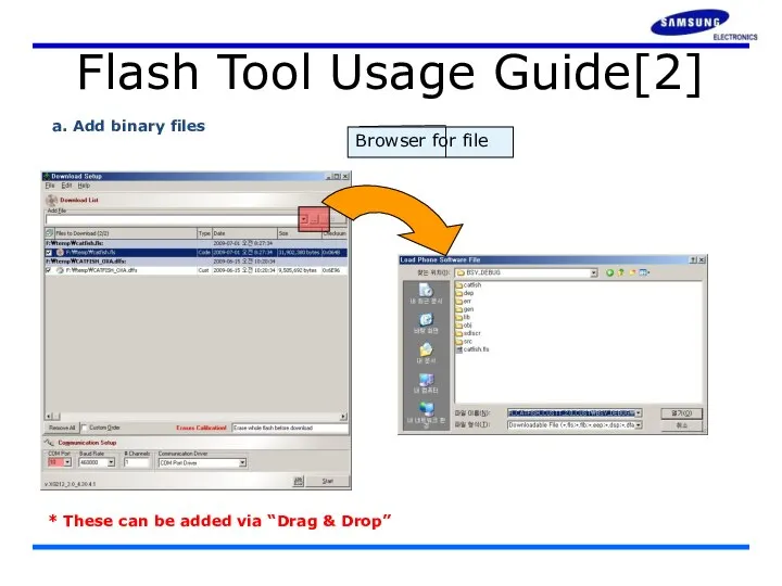 Flash Tool Usage Guide[2] a. Add binary files Browser for file