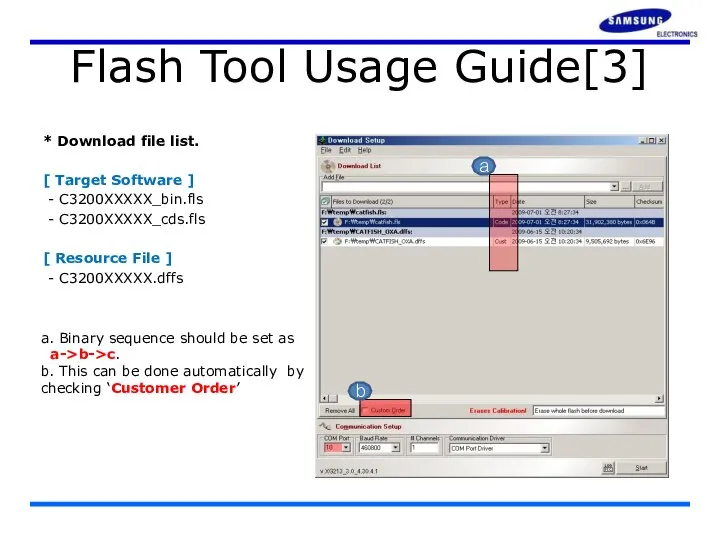 Flash Tool Usage Guide[3] * Download file list. [ Target Software