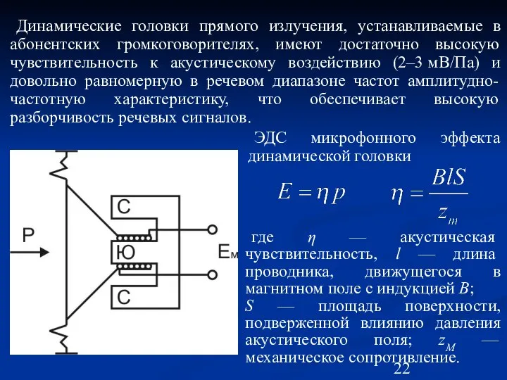 Динамические головки прямого излучения, устанавливаемые в абонентских громкоговорителях, имеют достаточно высокую