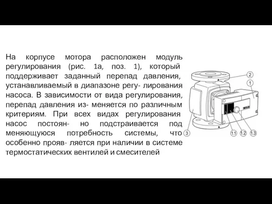 На корпусе мотора расположен модуль регулирования (рис. 1а, поз. 1), который