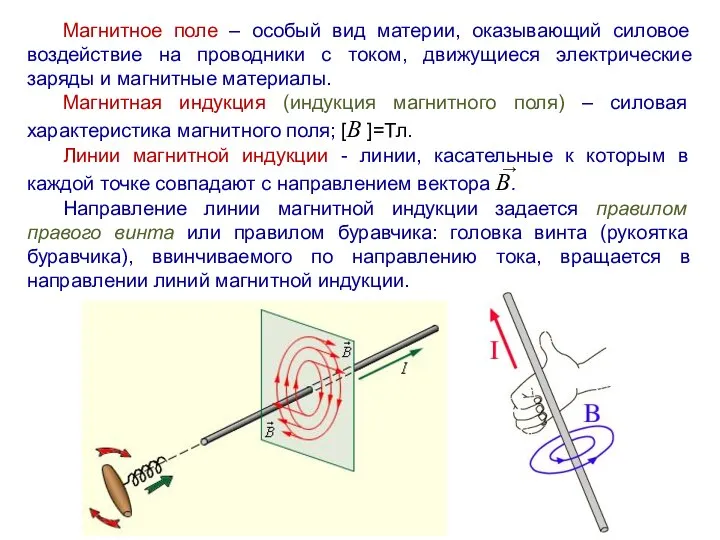 Магнитное поле – особый вид материи, оказывающий силовое воздействие на проводники