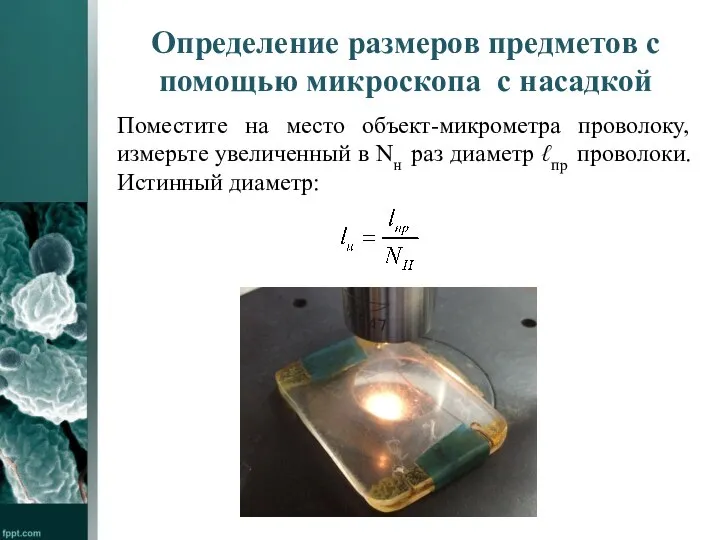 Определение размеров предметов с помощью микроскопа с насадкой Поместите на место