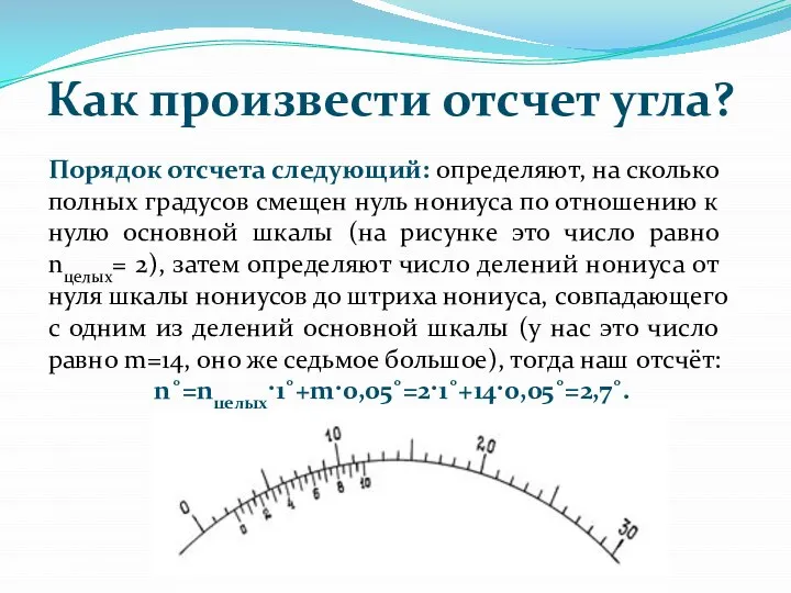 Как произвести отсчет угла? Порядок отсчета следующий: определяют, на сколько полных