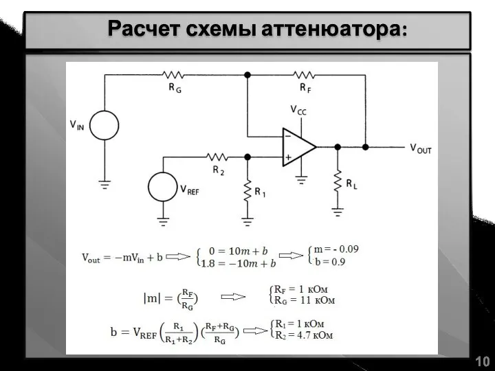 Расчет схемы аттенюатора: