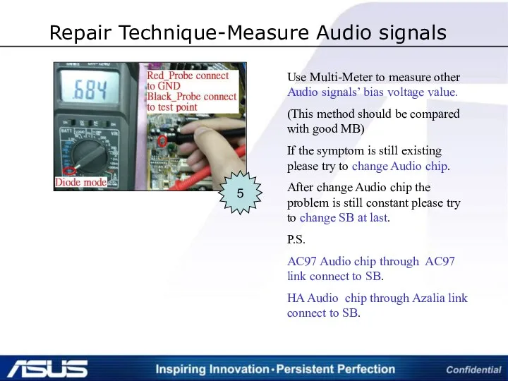 Repair Technique-Measure Audio signals 5 Use Multi-Meter to measure other Audio