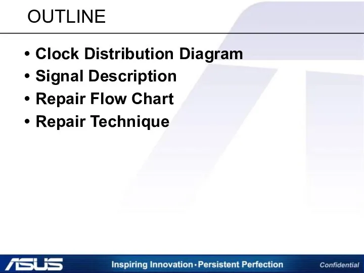 OUTLINE Clock Distribution Diagram Signal Description Repair Flow Chart Repair Technique