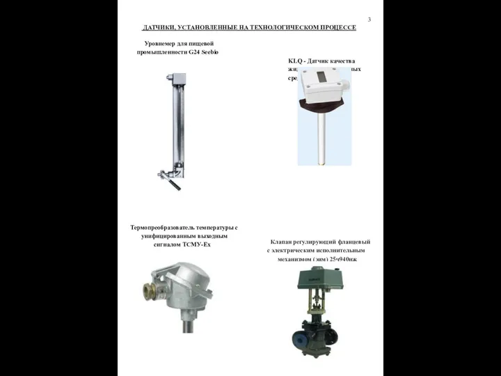 3 ДАТЧИКИ, УСТАНОВЛЕННЫЕ НА ТЕХНОЛОГИЧЕСКОМ ПРОЦЕССЕ Уровнемер для пищевой промышленности G24