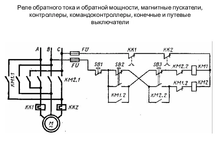 Реле обратного тока и обратной мощности, магнитные пускатели, контроллеры, командоконтроллеры, конечные и путевые выключатели