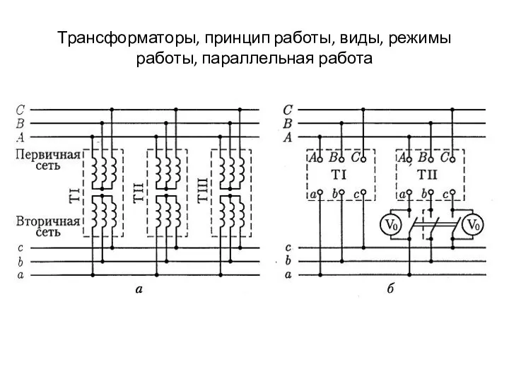 Трансформаторы, принцип работы, виды, режимы работы, параллельная работа