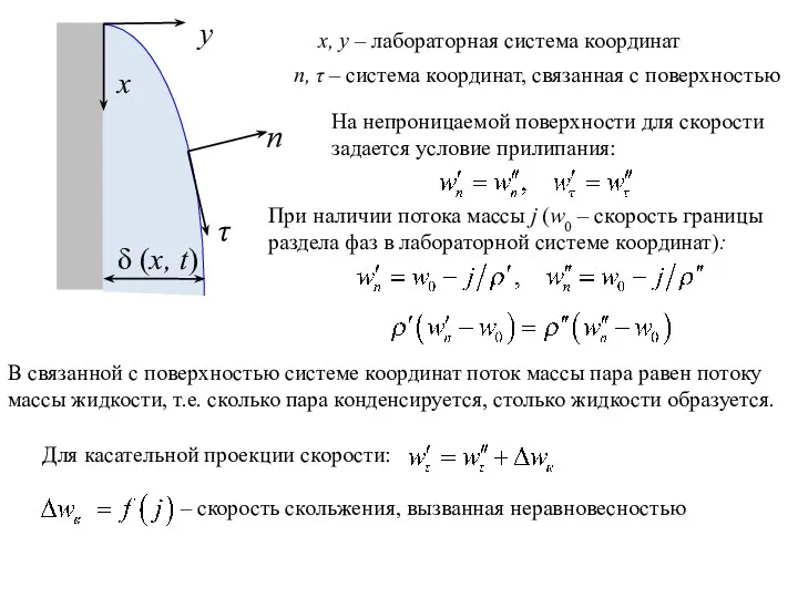 х, у – лабораторная система координат п, τ – система координат,