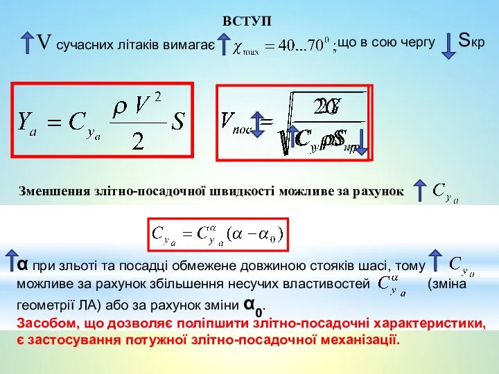 ВСТУП що в сою чергу Sкр Зменшення злітно-посадочної швидкості можливе за