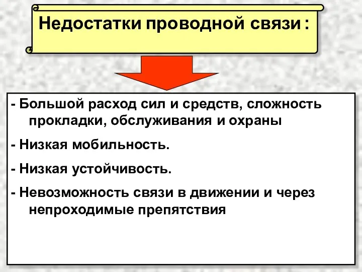 - Большой расход сил и средств, сложность прокладки, обслуживания и охраны