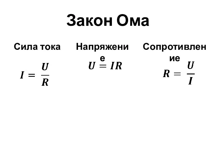 Закон Ома Напряжение Сопротивление Сила тока