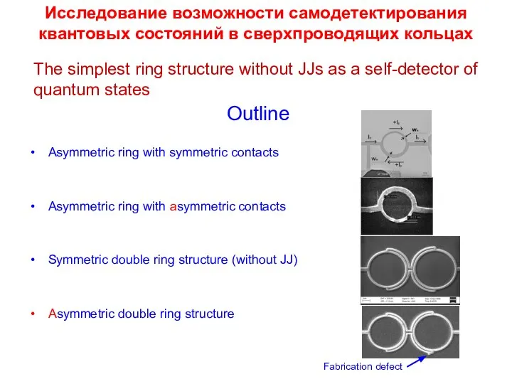 Asymmetric ring with symmetric contacts Asymmetric ring with asymmetric contacts Symmetric