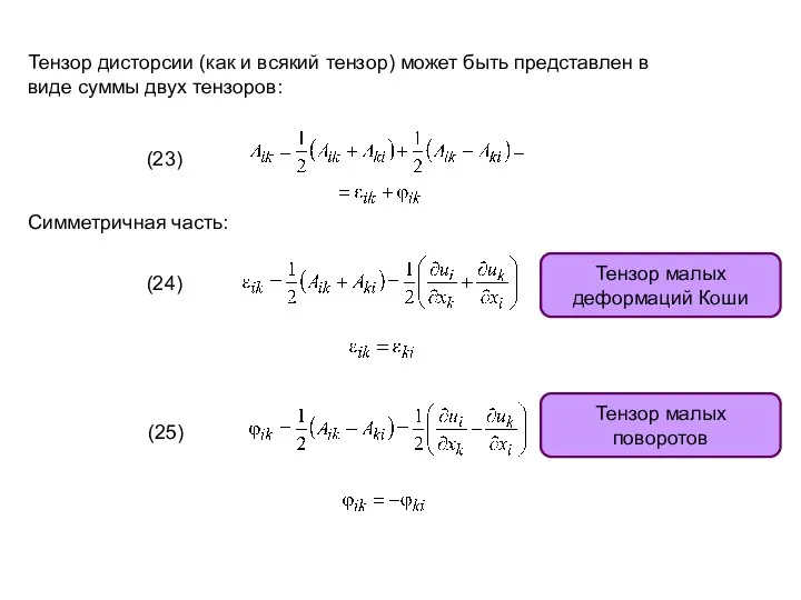 Тензор дисторсии (как и всякий тензор) может быть представлен в виде