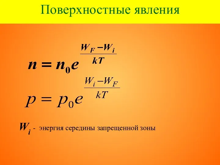 Поверхностные явления Wi - энергия середины запрещенной зоны