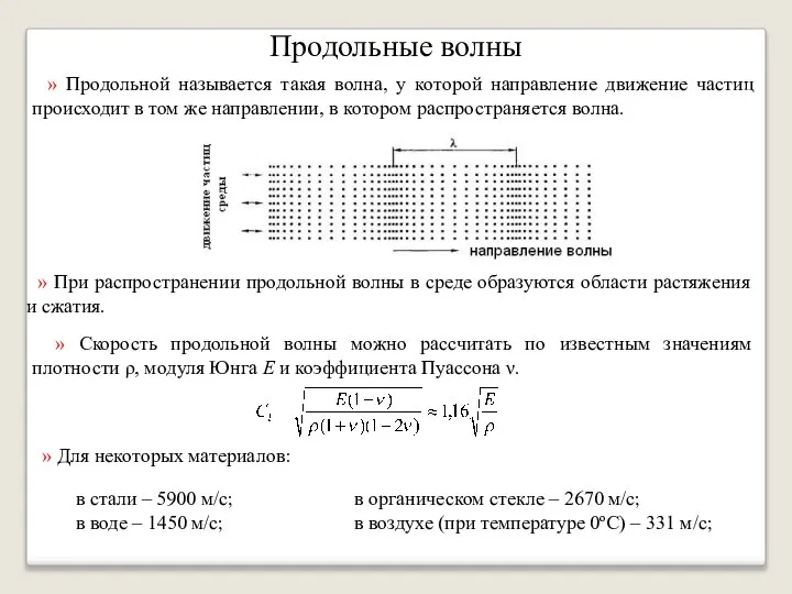 Продольные волны » Продольной называется такая волна, у которой направление движение