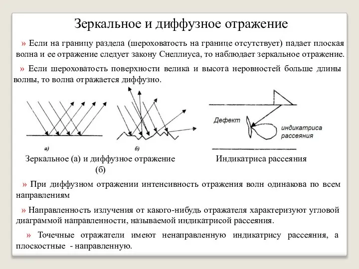 Зеркальное и диффузное отражение » Если на границу раздела (шероховатость на