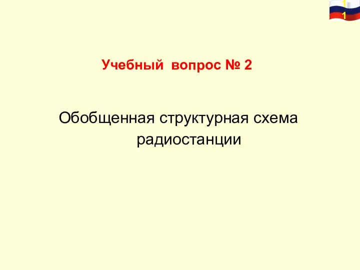 Учебный вопрос № 2 Обобщенная структурная схема радиостанции