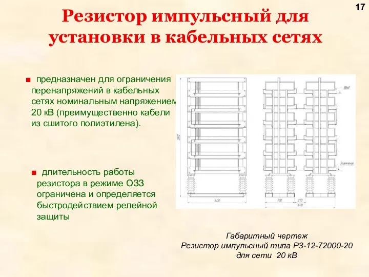 Резистор импульсный для установки в кабельных сетях предназначен для ограничения перенапряжений