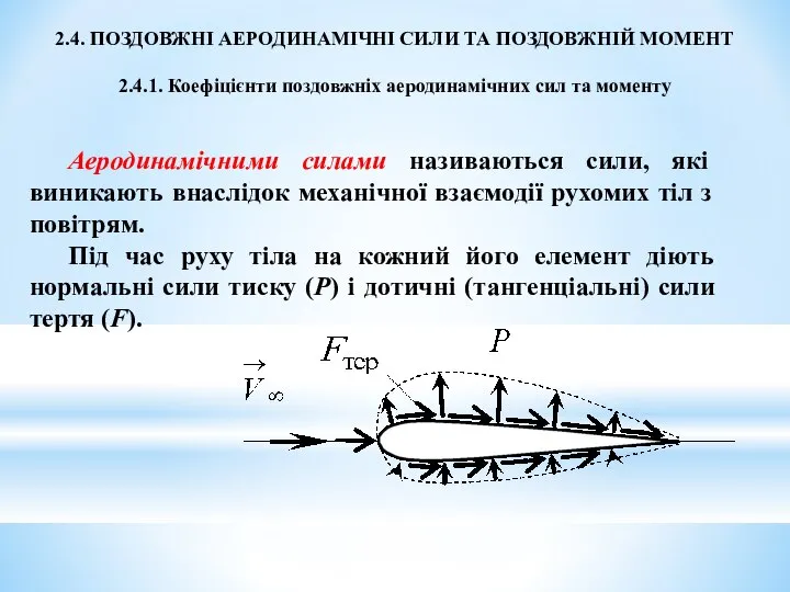 2.4. ПОЗДОВЖНІ АЕРОДИНАМІЧНІ СИЛИ ТА ПОЗДОВЖНІЙ МОМЕНТ 2.4.1. Коефіцієнти поздовжніх аеродинамічних