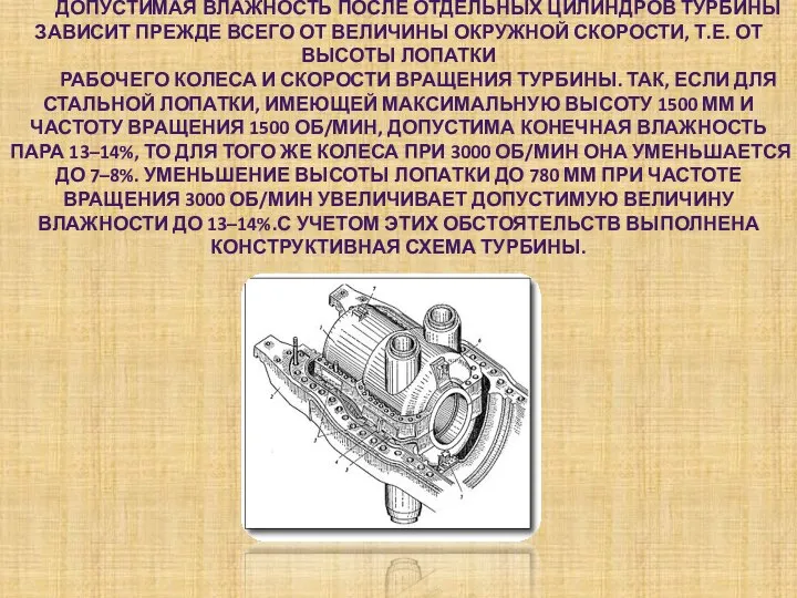 ДОПУСТИМАЯ ВЛАЖНОСТЬ ПОСЛЕ ОТДЕЛЬНЫХ ЦИЛИНДРОВ ТУРБИНЫ ЗАВИСИТ ПРЕЖДЕ ВСЕГО ОТ ВЕЛИЧИНЫ