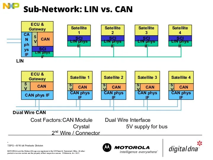 Sub-Network: LIN vs. CAN ECU & Gateway CAN SCI Satellite 1