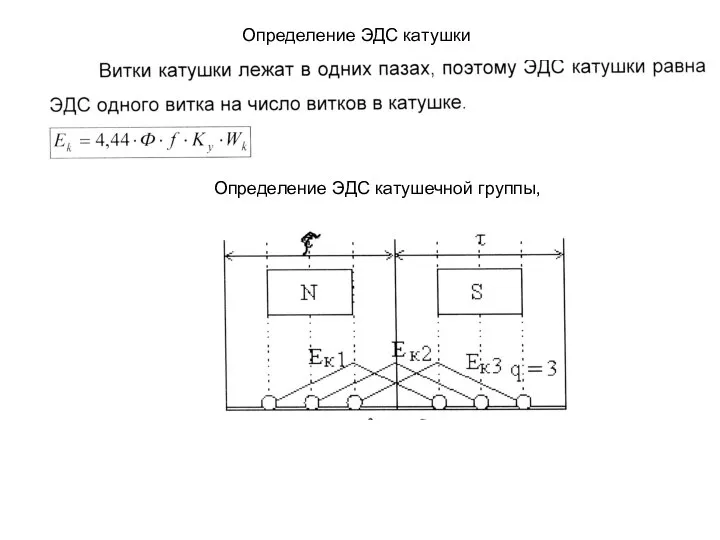 Определение ЭДС катушки Определение ЭДС катушечной группы,