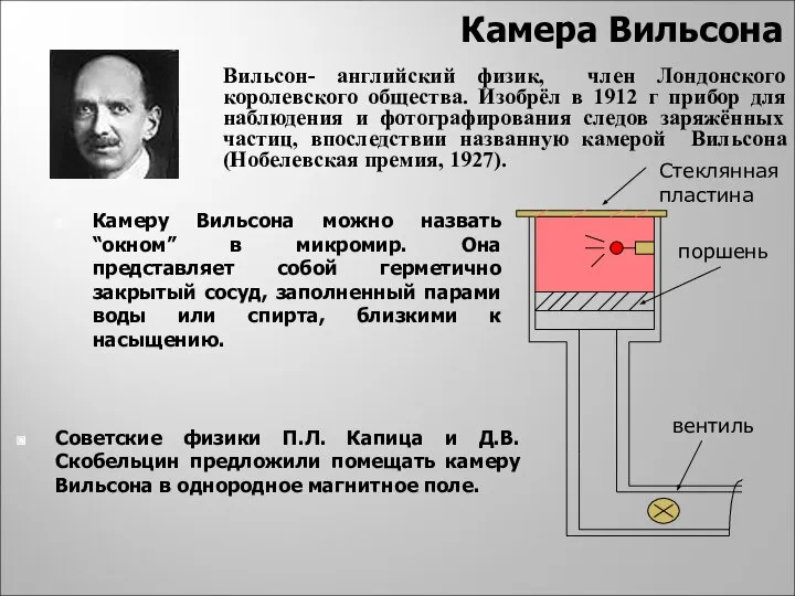 Камеру Вильсона можно назвать “окном” в микромир. Она представляет собой герметично