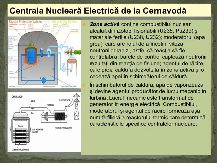 Centrala Nucleară Electrică de la Cernavodă Zona activă conţine combustibilul nuclear